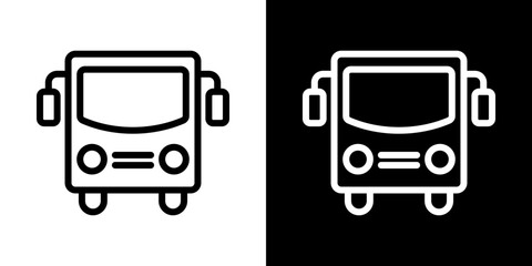 Bus icons vector set in stroke line style
