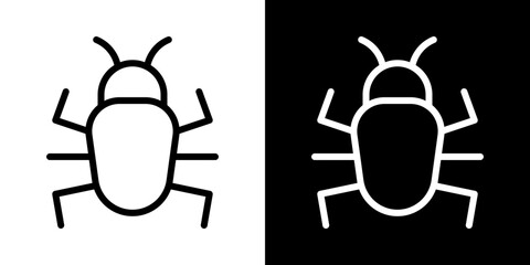 Bug icons vector set in stroke line style