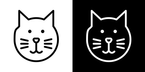 Cat icons vector set in stroke line style