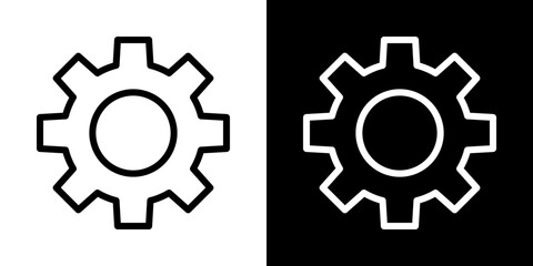 Cogwheel icons vector set in stroke line style