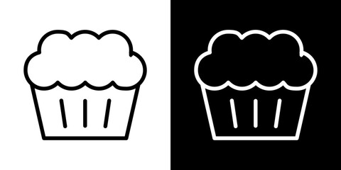 Cupcake icons vector set in stroke line style