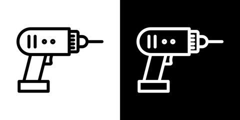 Drill icons vector set in stroke line style
