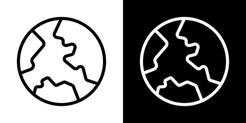 Earth icons vector set in stroke line style