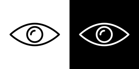 Eye icons vector set in stroke line style