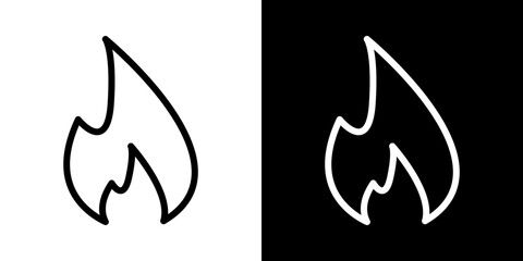 Fire icons vector set in stroke line style