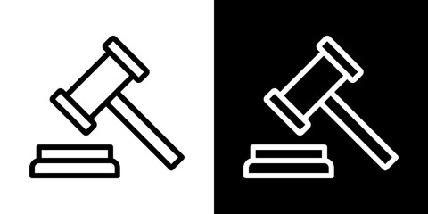 Gavel icons vector set in stroke line style