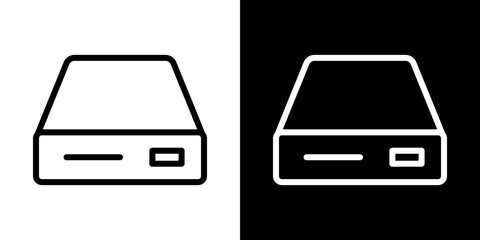 Hard drive icons vector set in stroke line style