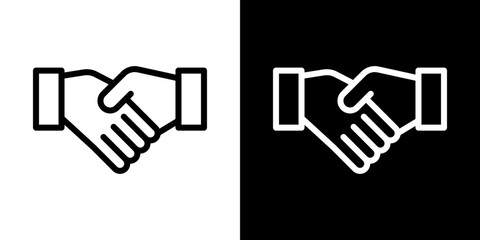 Handshake icons vector set in stroke line style