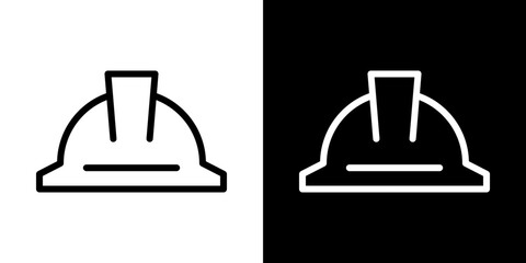 Hard hat icons vector set in stroke line style