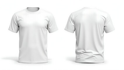 Realistic White T-Shirt Mockup Template with Front and Back Views for Custom Print and Apparel Design Presentation