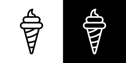Ice cream cone icons vector set in stroke line style
