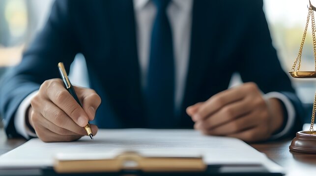 Lawyer Reviewing Legal Files for Court Case and Defense Strategy