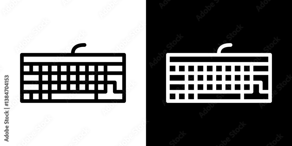 Fototapete keyboard icons vector set in stroke line style