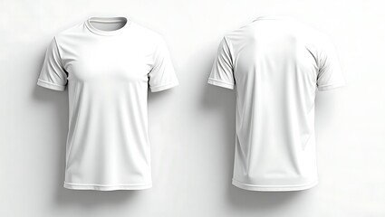 Realistic White T-Shirt Mockup Template with Front and Back Views for Custom Print and Apparel Design Presentation