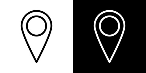 Location icons vector set in stroke line style