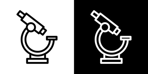 Microscope icons vector set in stroke line style