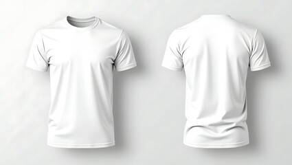 Realistic White T-Shirt Mockup Template with Front and Back Views for Custom Print and Apparel Design Presentation