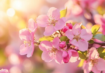 Obraz premium Beautiful Pink Cherry Blossoms in Spring Light and Soft Focus