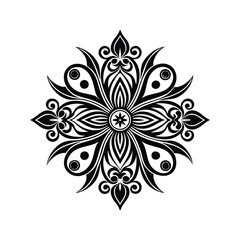 Black and white decorative flower vector illustration isolated on white background