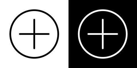 Plus icons vector set in stroke line style