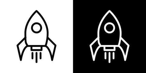 Rocket icons vector set in stroke line style