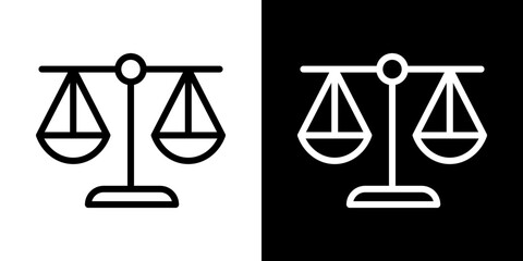 Scales of justice icons vector set in stroke line style