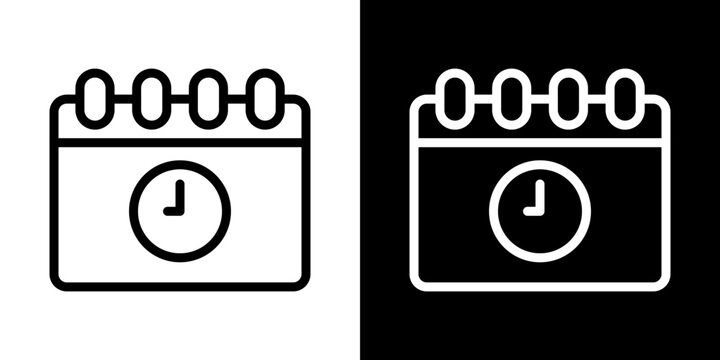 Schedule icons vector set in stroke line style