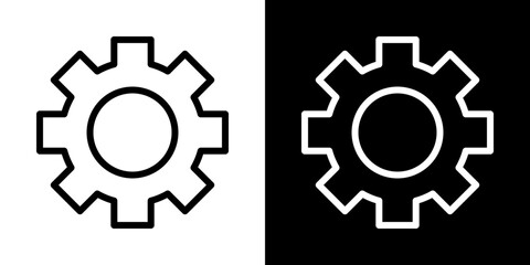 Settings gear icons vector set in stroke line style