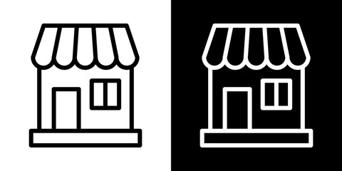 Shop icons vector set in stroke line style
