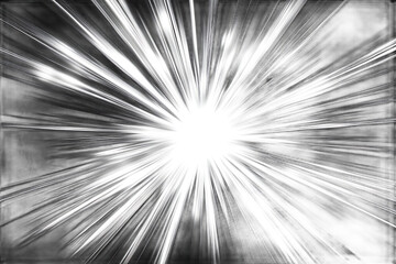 Fototapeta premium Abstract monochrome image featuring a burst of light emanating from a central point outwards