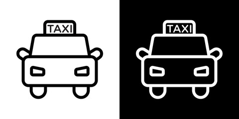 Taxi icons vector set in stroke line style
