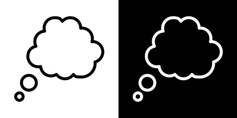 Think bubble icons vector set in stroke line style