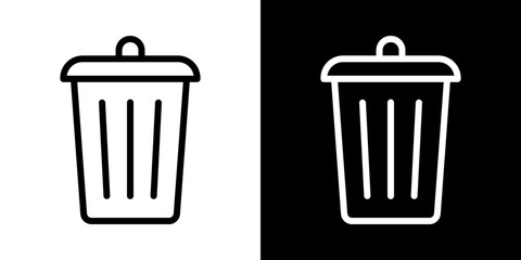 Trash icons vector set in stroke line style