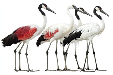 Obraz premium Group of Cranes in Profile