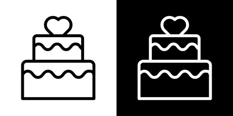 Wedding cake icons vector set in stroke line style