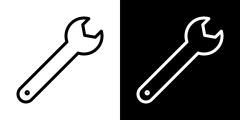 Wrench icons vector set in stroke line style
