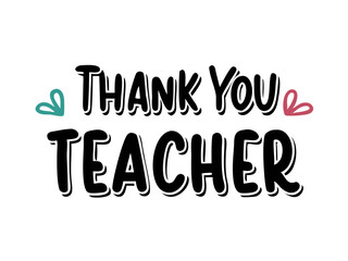 Naklejka premium Thank you teacher handwritten typography with heart