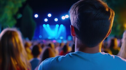 Naklejka premium Audience Enjoying Live Music at Night