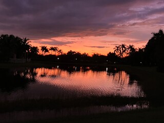 sunset over the lake