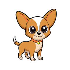 Cartoon Chihuahua dog sitting with a friendly look vector illustration isolated on white background