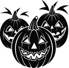 halloween pumpkins on black.