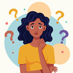 girl thinking vector illustration