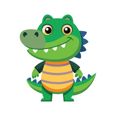 Obraz premium Cartoon crocodile with spiky tail and playful design Vector illustration isolated on white background