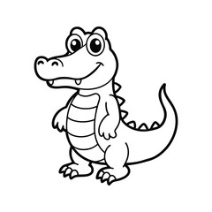 Obraz premium Cartoon crocodile with spines silhouette isolated on white background