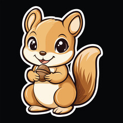 Cute Cartoon Squirrel Holding a Nut