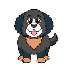 Obraz premium Cartoon dog with fluffy coat and happy expression vector illustration isolated on white background