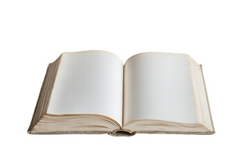 Open Antique Book with Blank Pages, Isolated on White