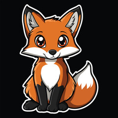 Cute Cartoon Fox Smiling with Big Eyes