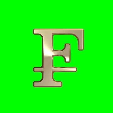 Rotation 3D Golden Swiss franc Currency Symbol with Green Screen 
