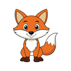 Obraz premium Cartoon fox with big eyes and fluffy tail Vector illustration isolated on white background
